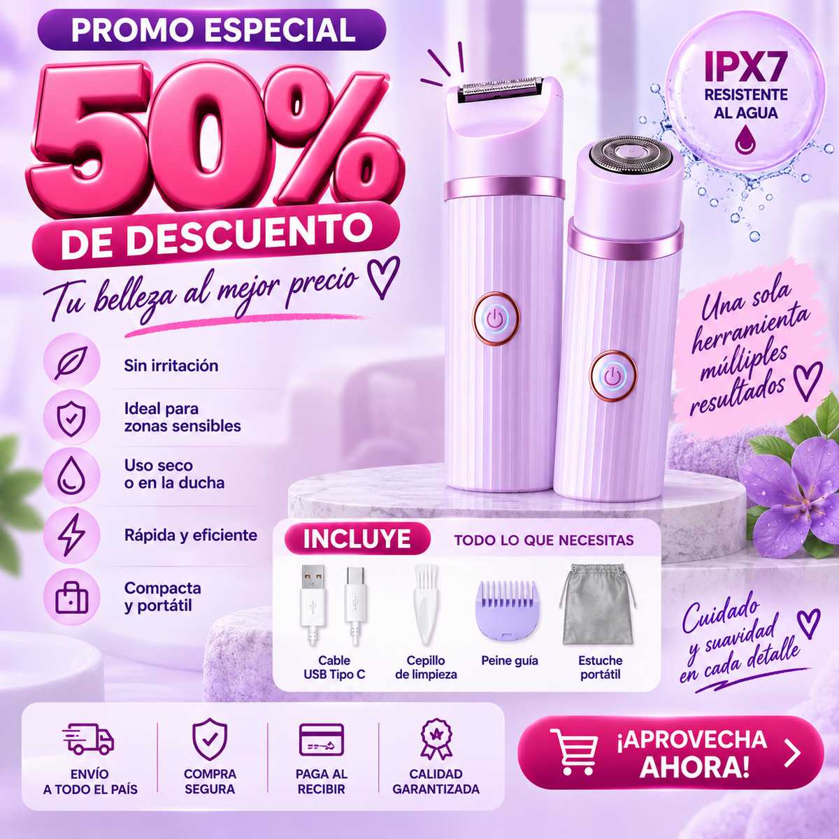 ✨ DEPILADORA 2 EN 1 - PIEL SUAVE Y LISTA EN MINUTOS ✨